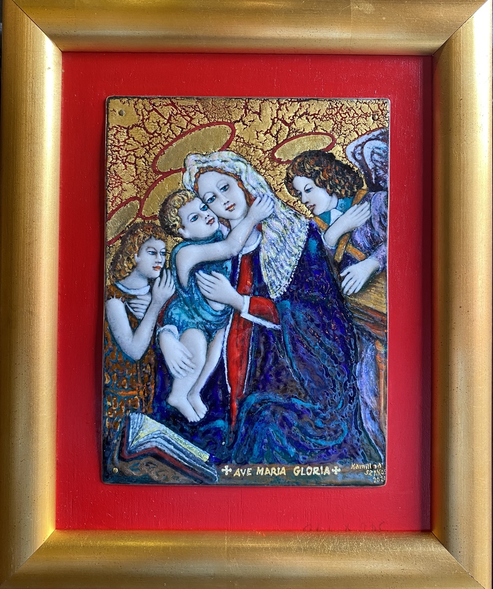 Madonna and Child with Two Angels and Bible